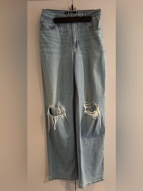 Hollister Light Blue Distressed Straight-Leg Jeans